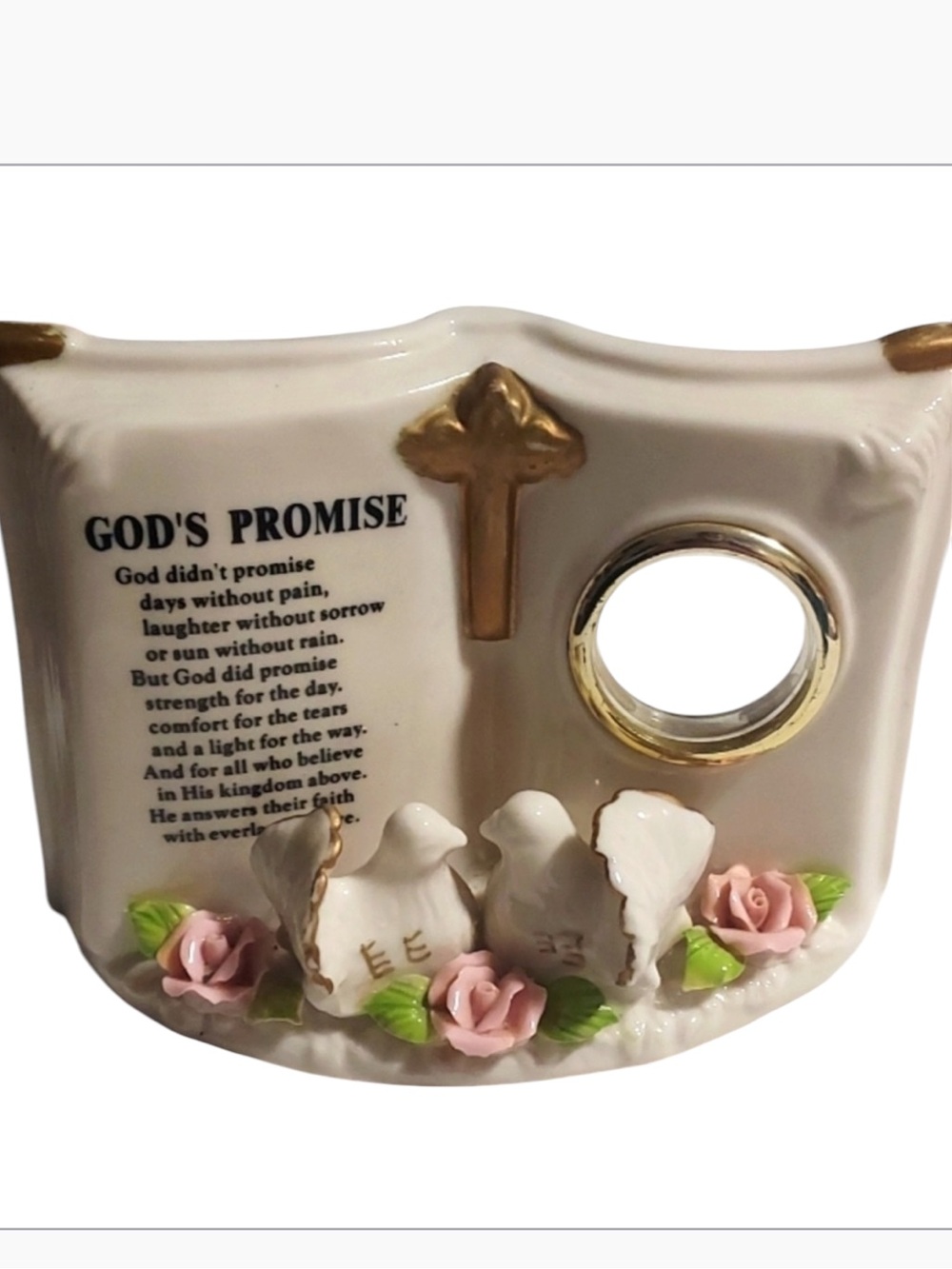 Vintage Porcelain Prayer Book With Doves God's Promise
